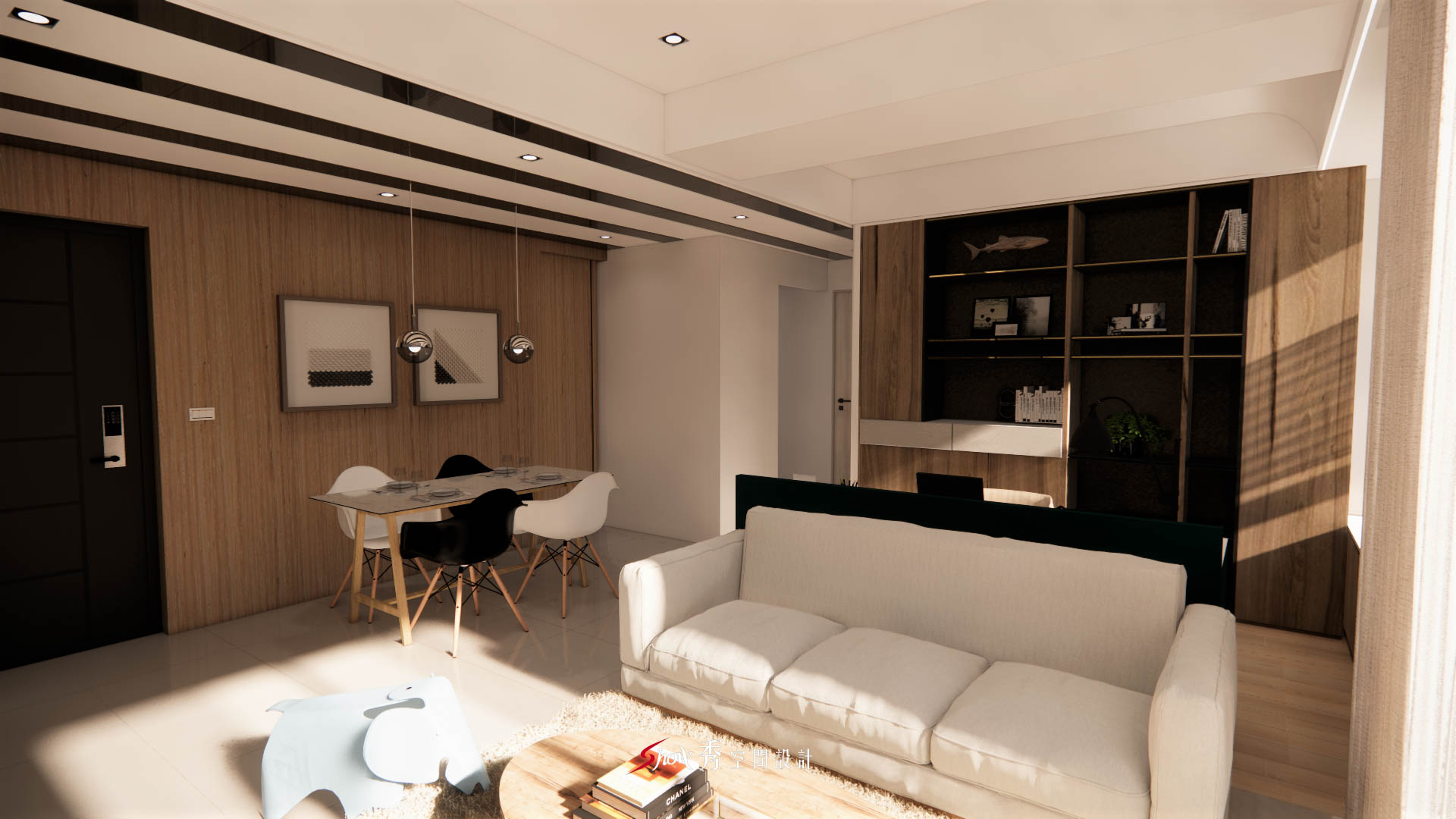 台南室內設計推薦|安南室內設計公司×皇龍天席 台南安南區客廳空間設計,電視主牆以留白與線條層次構成,展現現代住宅的簡約表情。