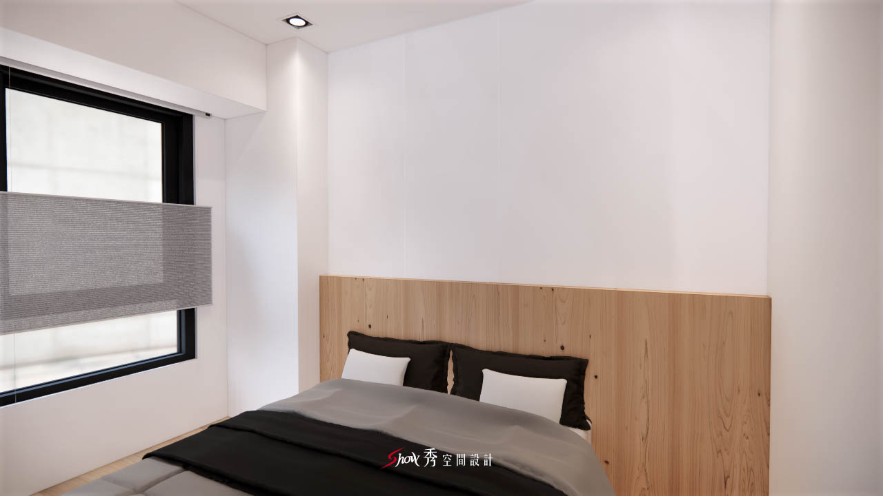 台南室內設計推薦|安南室內設計公司×皇龍天席 台南安南住宅臥室另一視角,呈現櫃體、床鋪與窗邊採光的配置關係。