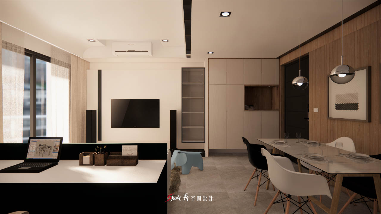 台南室內設計推薦|安南室內設計公司×皇龍天席 台南安南區住宅空間中,結合客廳與餐廳的開放式公領域設計,透過木質與白色比例營造通透視覺。