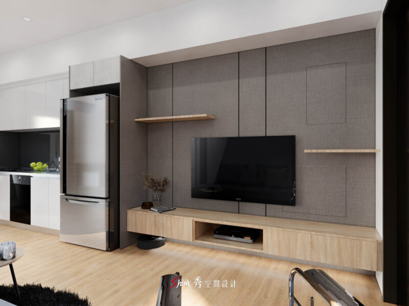 台南善化北歐風室內設計，陽台洗衣空間結合白磚牆與木地板配置