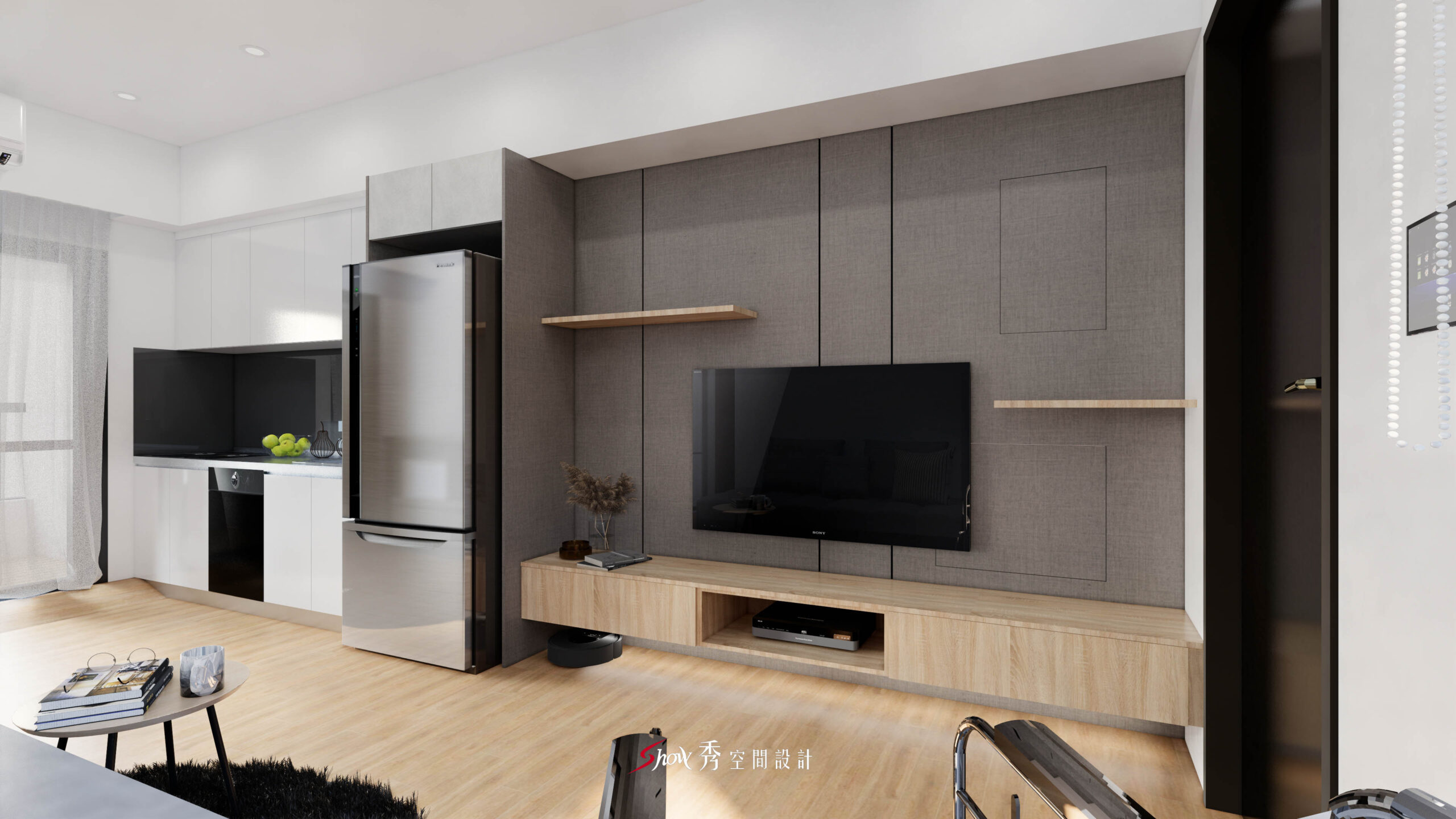 北歐風室內設計裝潢案例分享|善化室內裝修公司×W創世紀 台南善化北歐風室內設計,陽台洗衣空間結合白磚牆與木地板配置