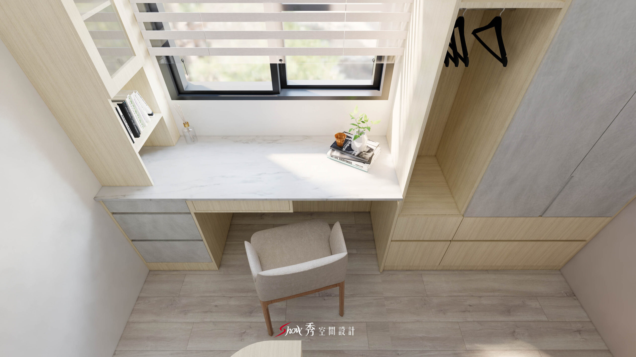 北歐風室內設計裝潢案例分享|善化室內裝修公司×W創世紀 台南善化室內設計,北歐風臥室衣櫃與收納櫃整合