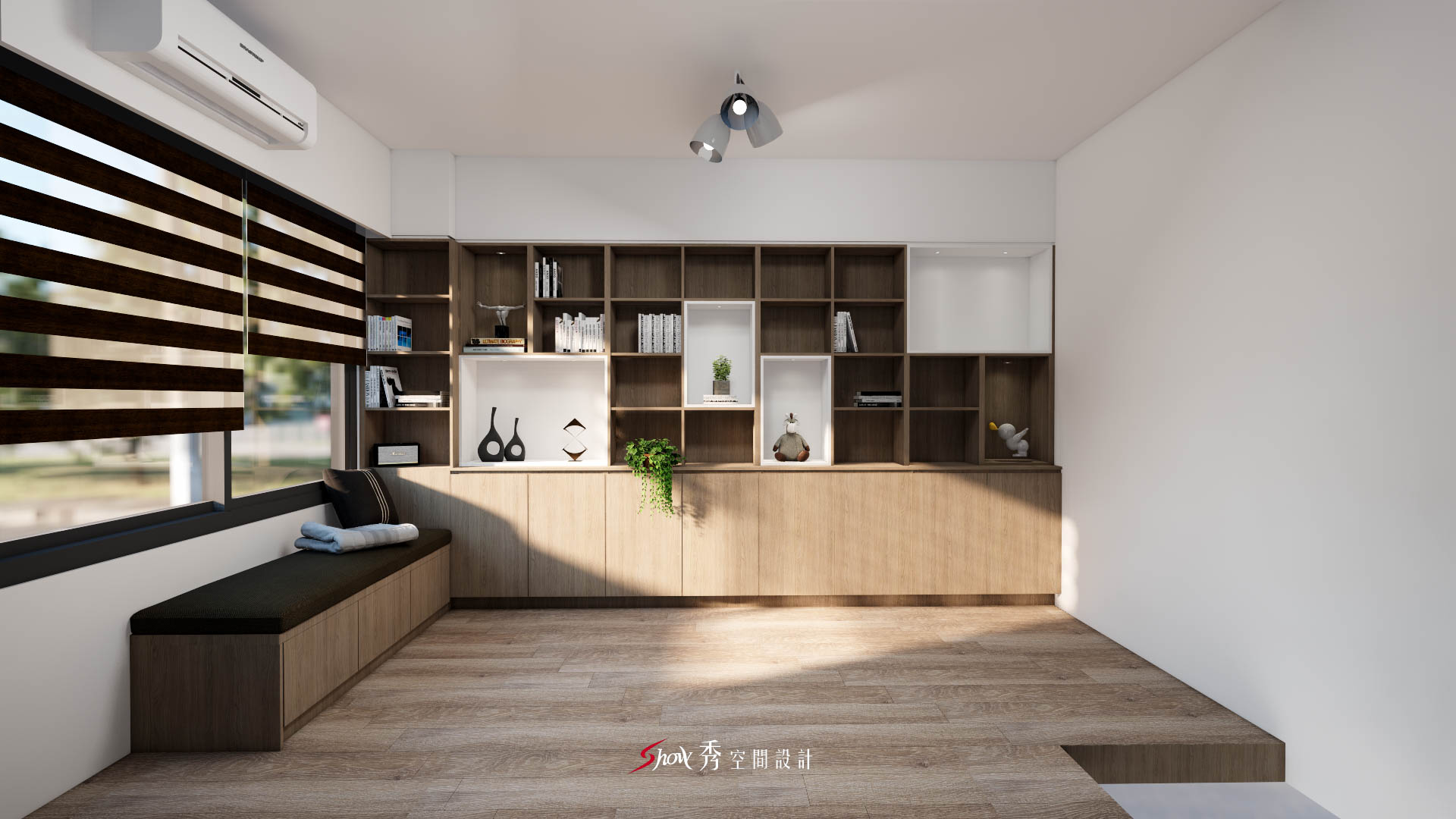善化室內設計推薦|貓咪宅設計×陽光翡翠李宅 靠窗臥榻搭配層架櫃的閱讀空間