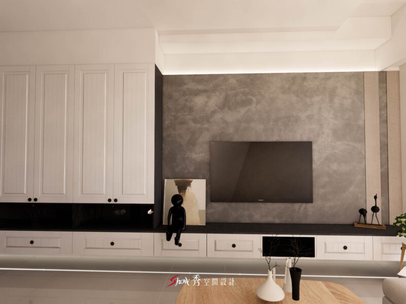 南科透天裝潢設計，餐廳與中島一體成型空間