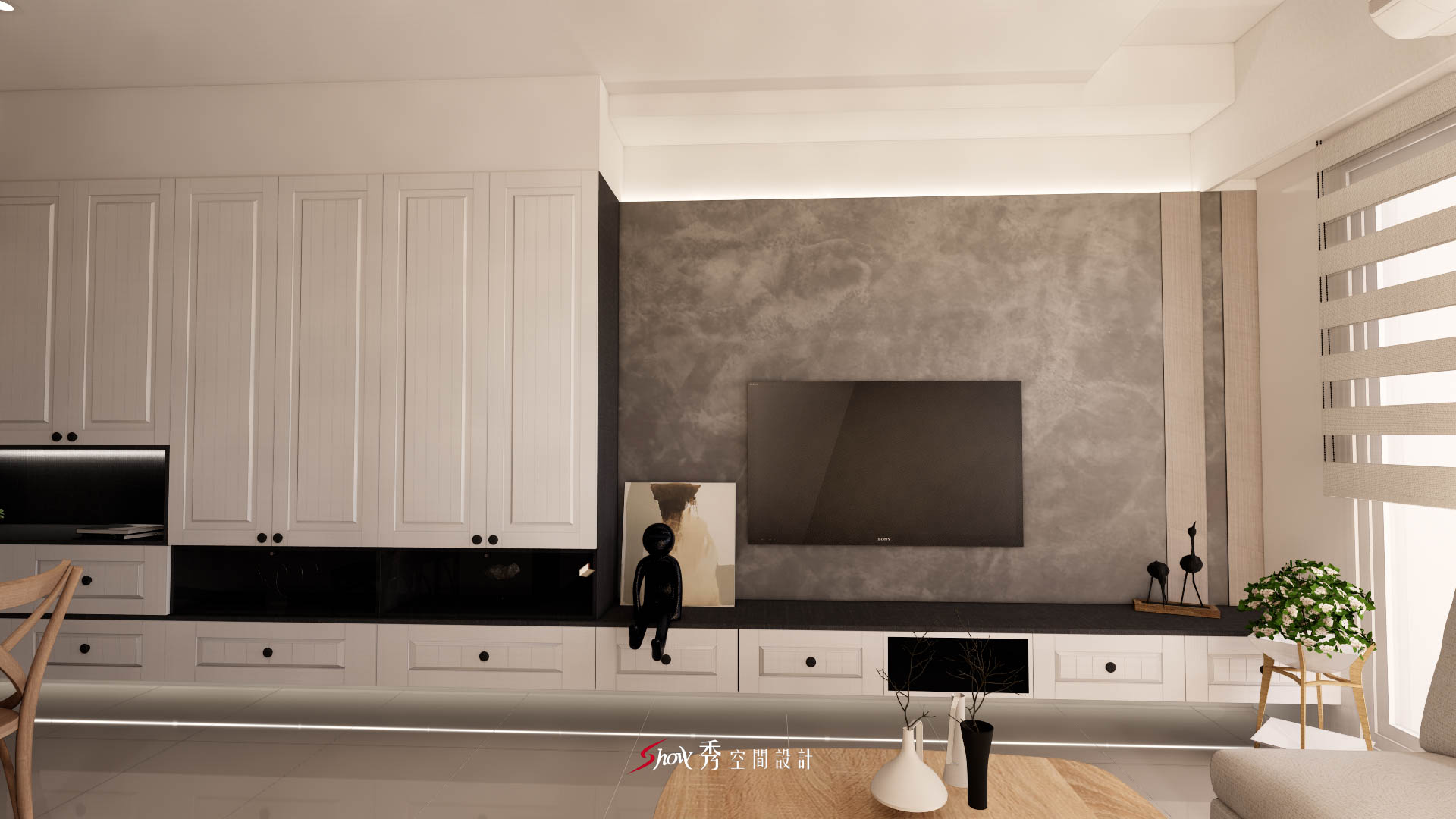 南科透天裝潢設計，餐廳與中島一體成型空間