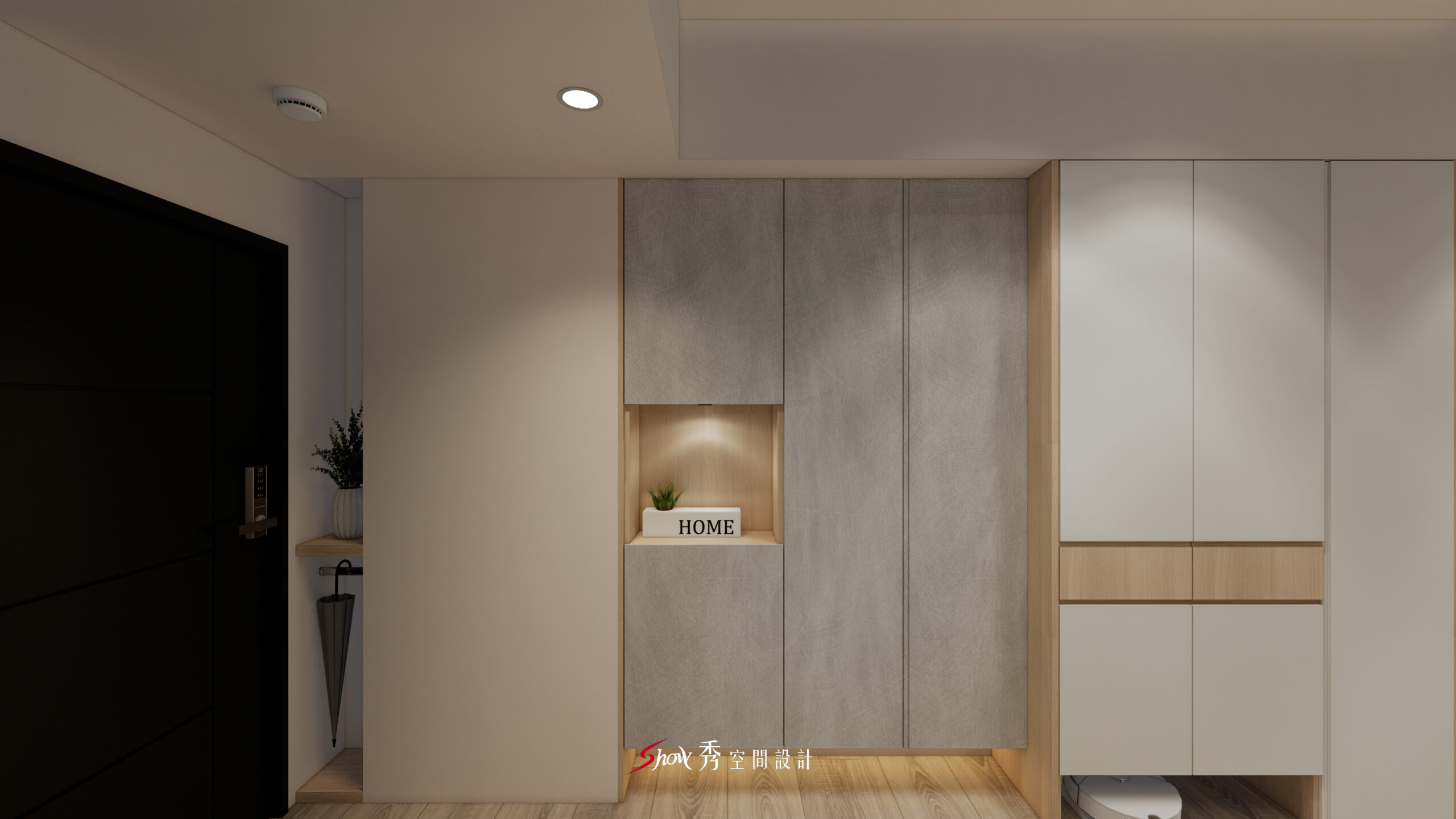 無繁複造型的鞋櫃，營造舒適的收納空間