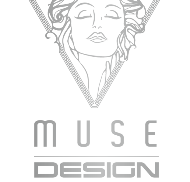 MUSE Design Logo Silver Vertical