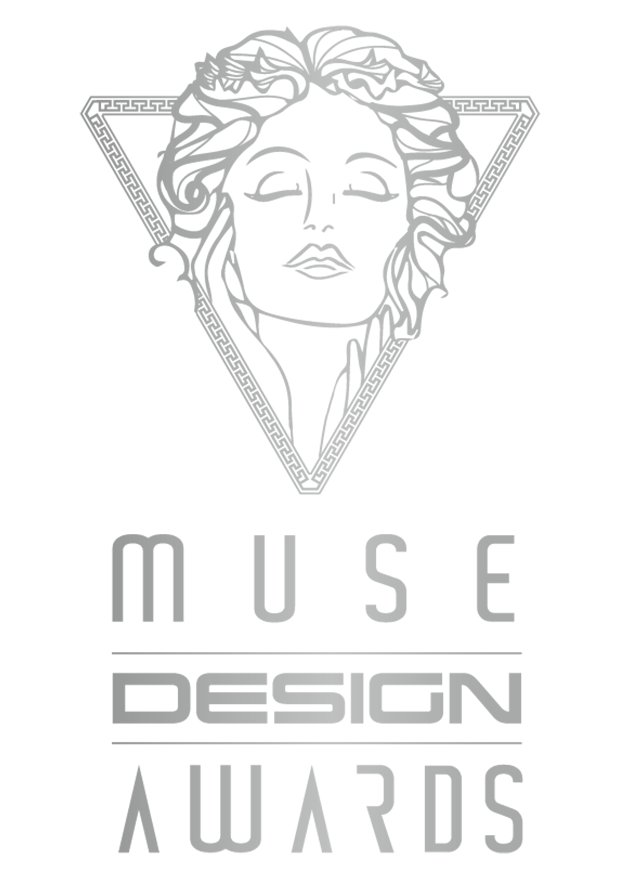 MUSE Design Logo Silver Vertical