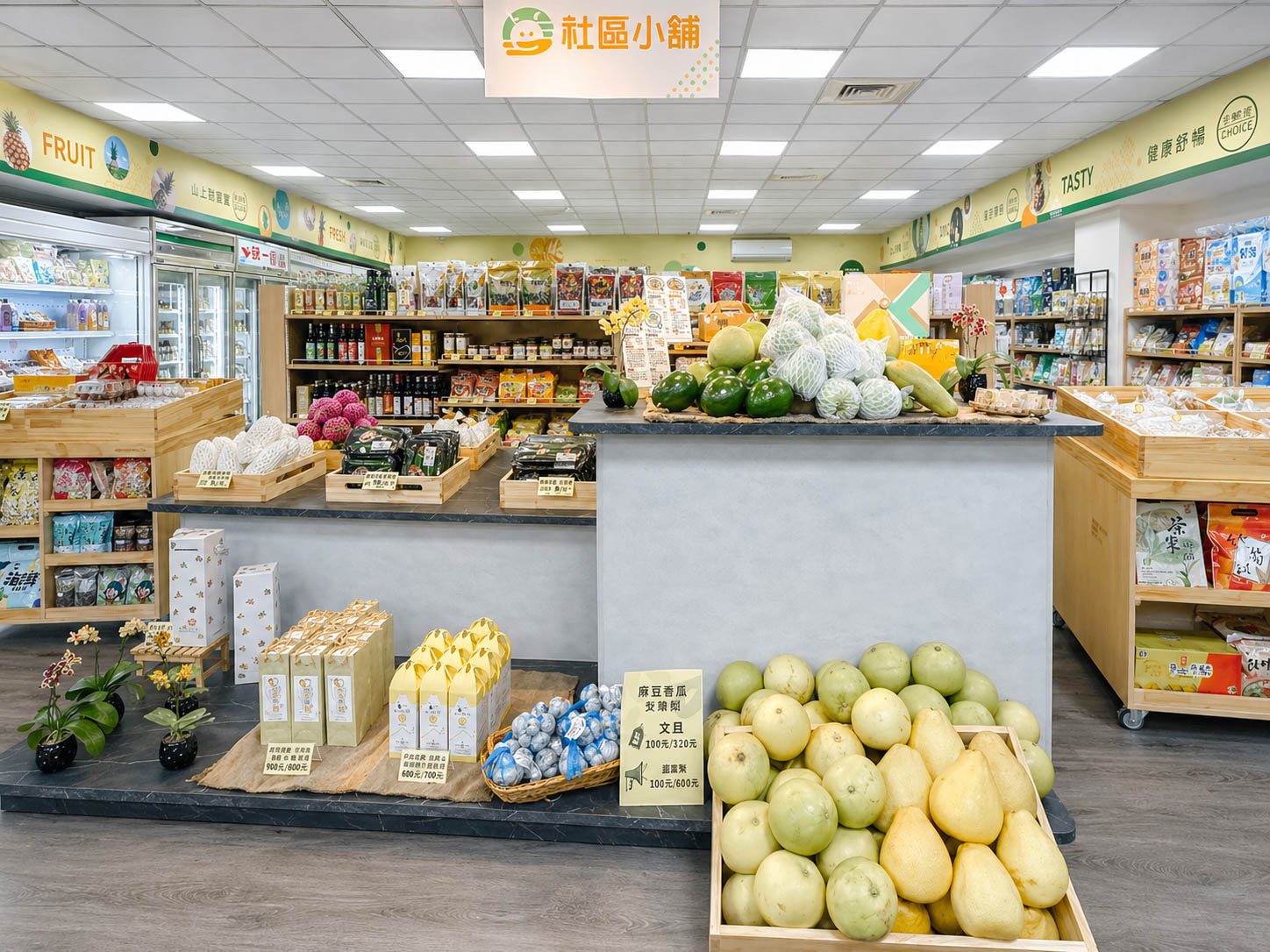 台南商業空間設計|山上區農會|2026CIS品牌整合 山上農會社區小舖水果展示與CIS品牌空間